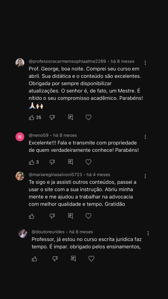 Comentário público de aluno