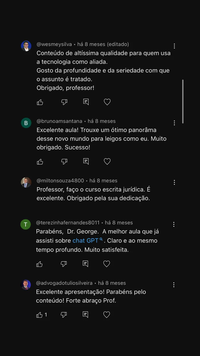 Comentário público de aluno